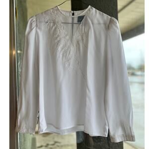 Vintage Nilani 1980's white lace long sleeve top size 7